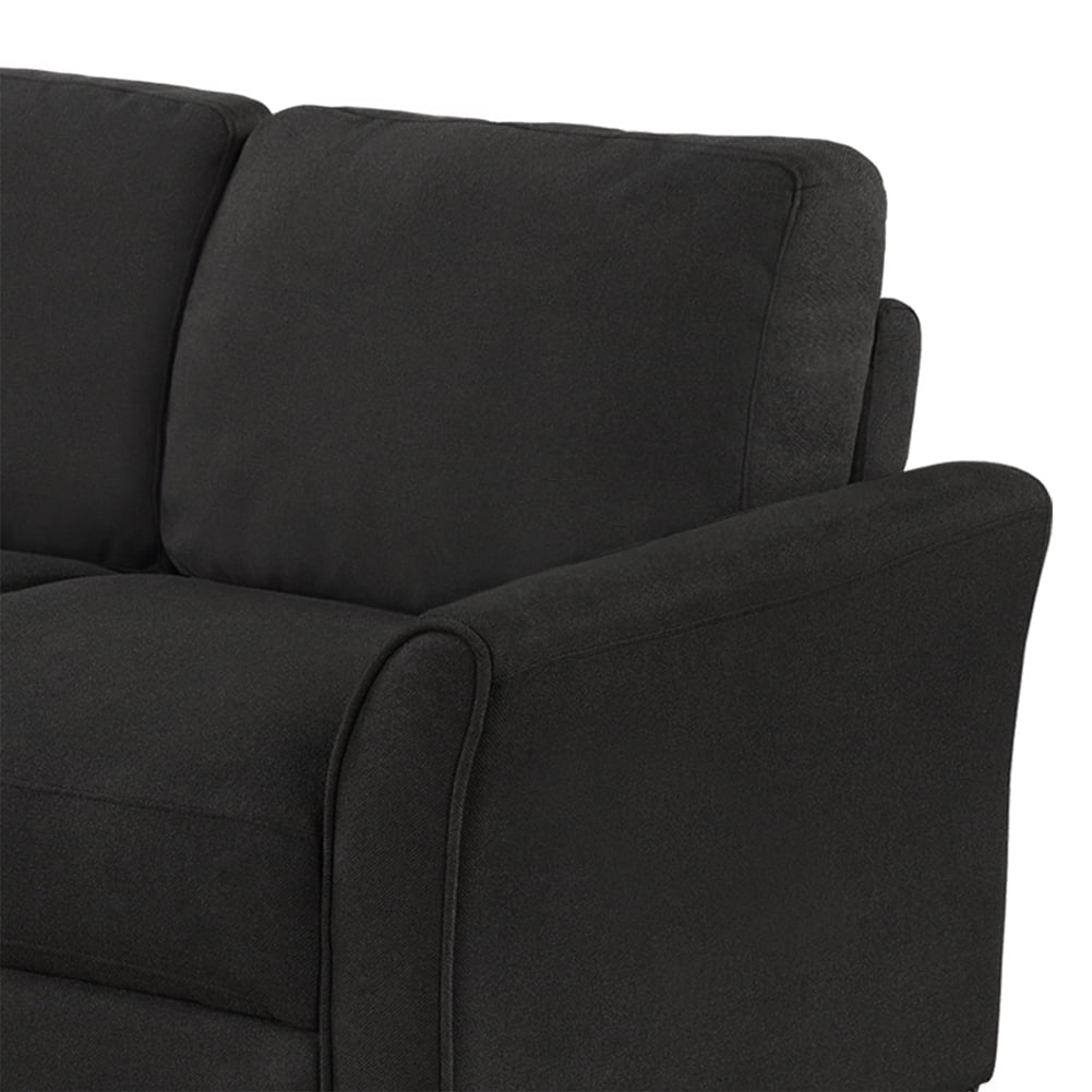 Kadyn Modern 3-Seat Apartment Sofas Couch, Upholstered Sofa with Wood Legs, Futon Sofa for Living Room, Black