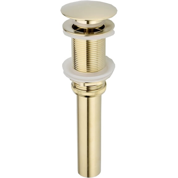 RVKXHD Bathroom Pop Up Drain Without Overflow, Bathroom Sink Push Pop Up Assembly Vessel Drain Without Overflow. (Brushed Gold)