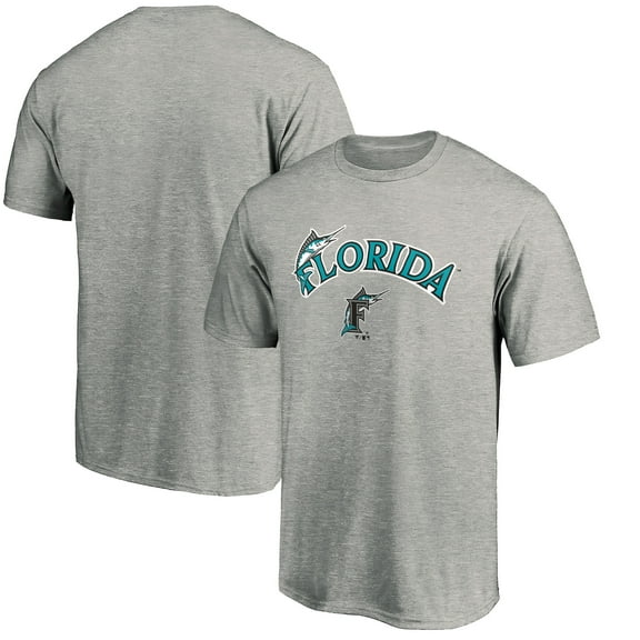Men's Heather Gray Florida Marlins Cooperstown Collection Wahconah T-Shirt