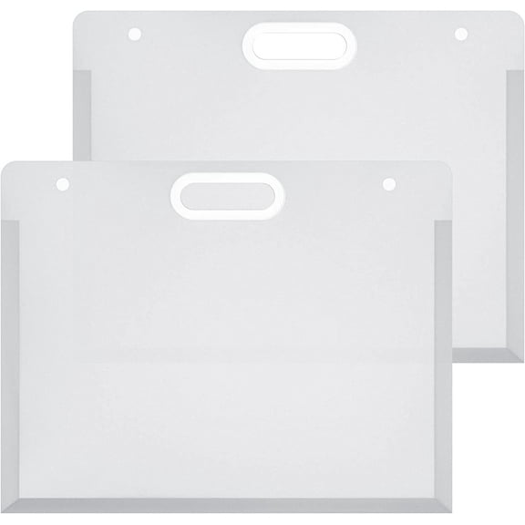 ABCISI 2 Pcs Plastic Art Portfolio, 17.32 x 14.17 Inches Art Portfolio Folder for Artwork Case with Handles, Waterproof Storage Art Portfolio Case for Kids Teachers Drawing Artwork Keepsakes Poster