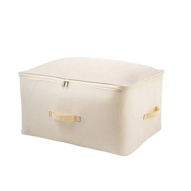 Bolsa de tela para edredón, asas reforzadas con cremallera, cesta para armario, almacenamiento de embalaje de gran capacidad, organizador de Almacenamiento y organización del hogar Estándar/Beige Injueey HA077321-01