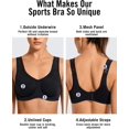 thumbnail image 2 of SYROKAN Women's Max Control Underwire Sports Bra High Impact Plus Size with Adjustable Straps 34H Black, 2 of 6