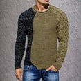 thumbnail image 2 of IROINNID Men's Sweater Round Neck Long Sleeve Jumper Mid-Length Color Block Leisure Pullover Autumn Winter Patchwork Color Low Sweater, 2 of 6