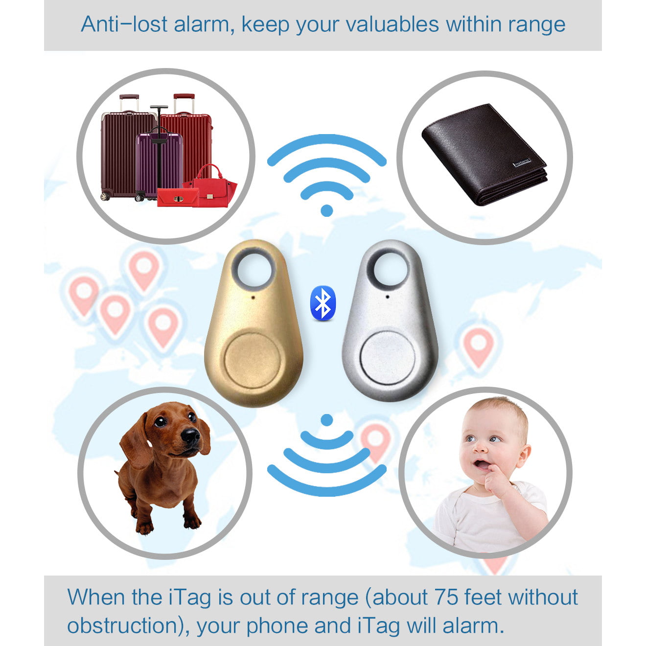 BianchiPatricia Smart Wireless 4.0 Key Anti Lost Finder iTag Tracker Alarm GPS Locator