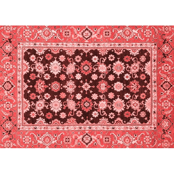 Ahgly Company Machine Washable Indoor Rectangle Abstract Red Modern Area Rugs, 5' x 8'