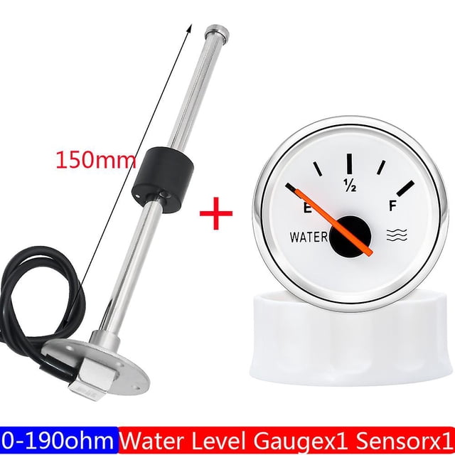 Boat Car 52mm Water Level Gauges 0-190ohm Red Backlight Marine Water Tank Level Indicator Meter Water Level Sensor 100-550mm
