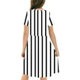 thumbnail image 5 of Girls Dresses 4-14Y Teens Kids Trendy Short Sleeve Crewneck Stripe Printed Pleated Pullover Going-Out Beach A-Line Midi Dress, 5 of 7