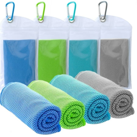 4 Packs Cooling Towel (40"x12"), Ice Towel, Soft Breathable Chilly Towel, Cooling Towels for Neck, Microfiber Towel for Yoga, Sport, Running, Gym, Workout, Camping