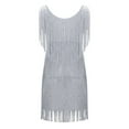 thumbnail image 4 of XDZJLR Women Dresses Casual Fringe Ochre Disco 70S 1920S Mini Skirts Strap Solid Color Dress, 4 of 6
