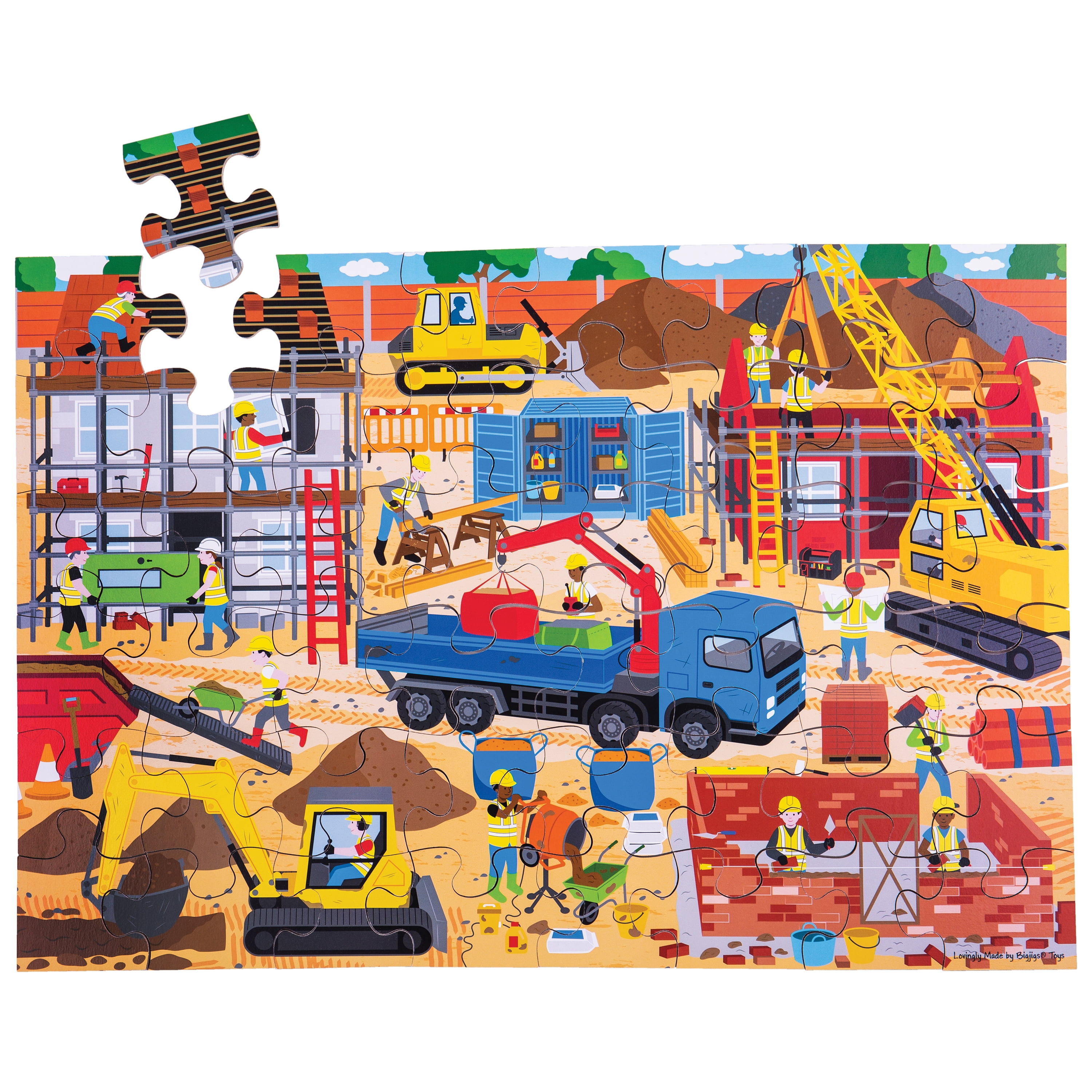 Bigjigs Toys 48 Piece Construction Site Floor Puzzle