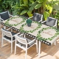thumbnail image 2 of Spring Eucalyptus Leaves Table Cloths for 8 Foot Rectangle Tables, Farmhouse Botanical Burlap Paid Patio Waterproof Elastic Fitted Tablecloths, Washable Rectangular Table Cover for Camping, 2 of 8