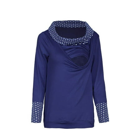 

Jchiup Women s Maternity Cowl Neck Polka Dot Long Sleeve Nursing Blouse Top For Breasfeeding Promotion