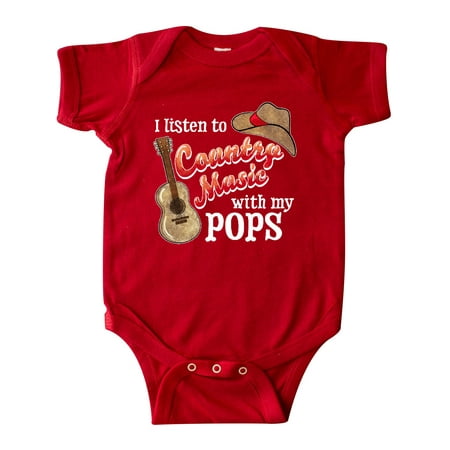 

Inktastic I Listen to Country Music with my Pops with Guitar and Hat Gift Baby Boy or Baby Girl Bodysuit