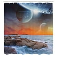 thumbnail image 3 of Ambesonne Universe Shower Curtain, Planet Landscape View, 69"Wx84"L, Orange Umber Blue, 3 of 5