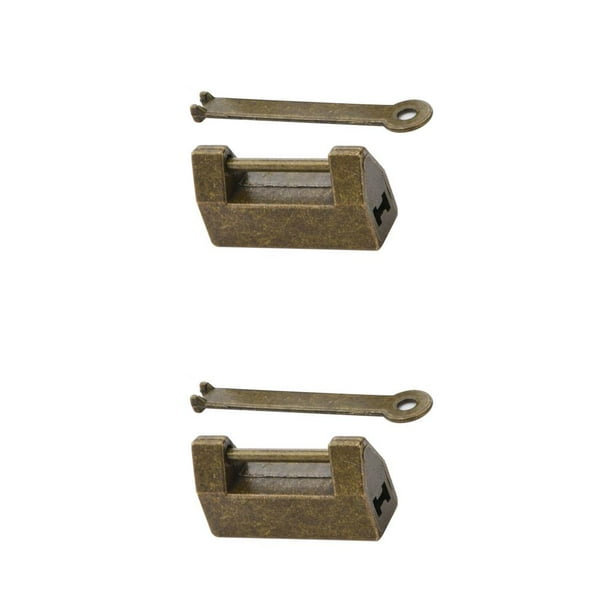 Matsuzay Padlock Household Supplies Retro Lock Vintage Key with Locks Mini Style Accessories Jewelry Cabinets Antique Chinese Locking No.1 2piezas Matsuzay CBP441375