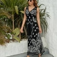 thumbnail image 6 of Black Paisley Bandana Pattern Dress Summer Street Style Bohemia Long Dresses Female Sleeveless Printed Maxi Dress, 6 of 9