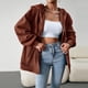 thumbnail image 5 of Abrigo Sudadera básica para mujer Estilo casual Sudadera con capucha con bolsillos Traje diario Ygjytge Marrón S para Mujer, 5 of 9