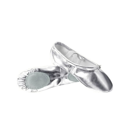 

Ritualay Mens Ballet Slippers Split Sole Dance Shoe No-Tie Yoga Shoes Lightweight Comfort Practice Flats Dancing Training Silver Drawstring 12C