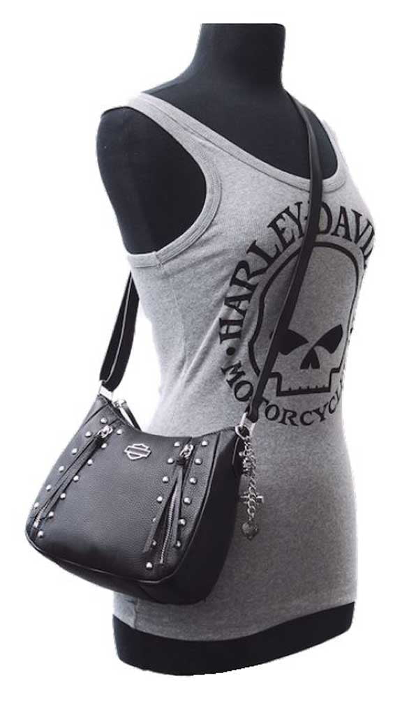 Harley-Davidson Purse, Black Leather, Double Handle or Crossbody