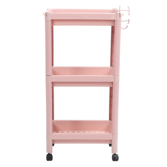 Bathroom Floor Storage Shelf Multi Layer Stable Durable Standing Shelf Unit Freestanding Corner Rack Shelves Pink 3 Layers (with Wheels)