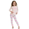 thumbnail image 4 of Cudlie Girls’ 4-Piece Pajama Set – Long Sleeve Cotton Blend Sleepwear, 2 Tops and 2 Pants, Fun Prints – Happy Hearts– Size 24 Months, 4 of 9
