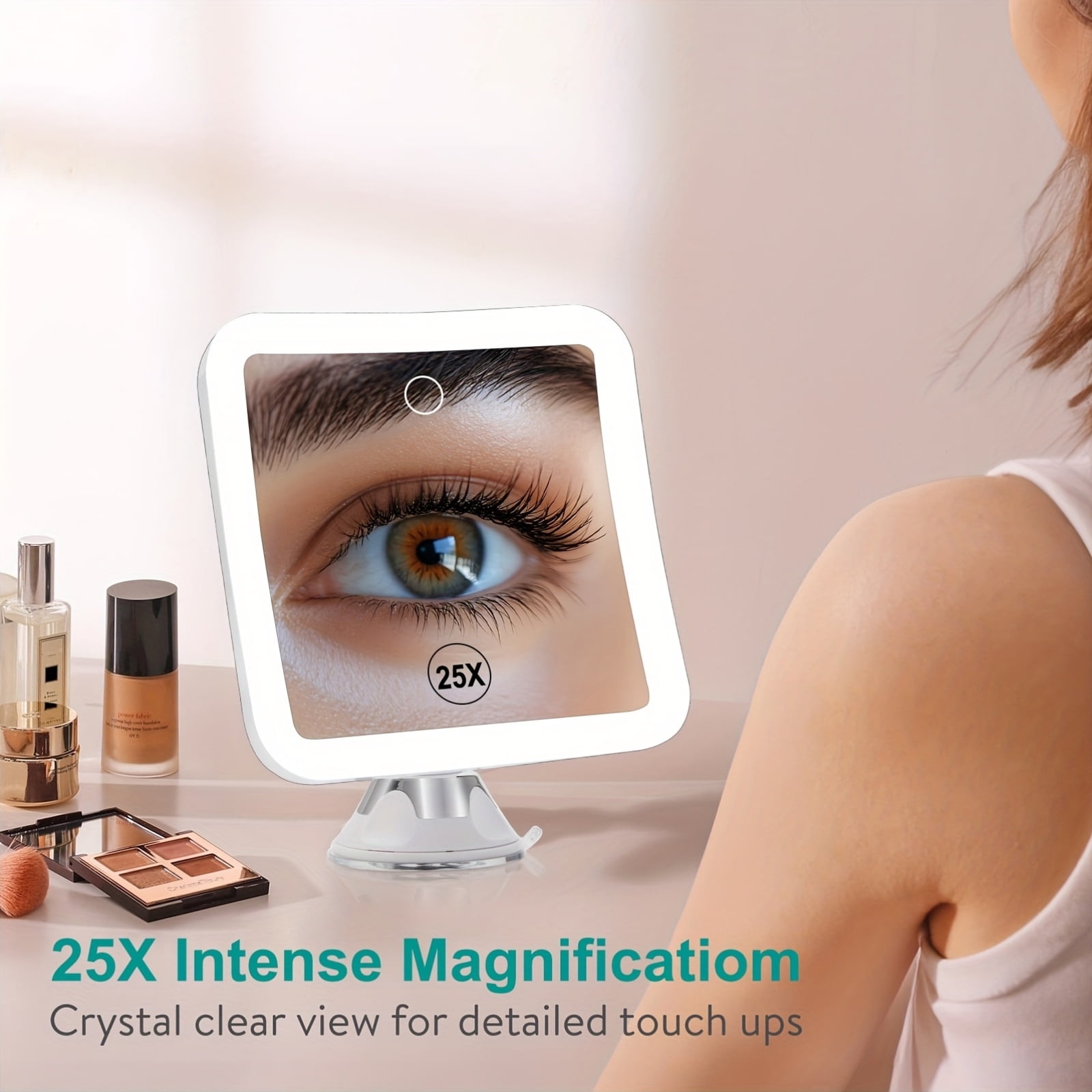 Fancii Rechargeable Compact Makeup Mirror with Dimmable LED Lights