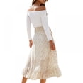 thumbnail image 5 of Women's Chiffon Floral High Waist Ruffle Tie Wrap Midi Skirt Summer Beach Maxi Dress, 5 of 7