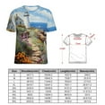 thumbnail image 2 of Lighthouse Sunrise Coast Scenery Pale Blue Tan T Shirts Basic T-Shirt Short Sleeve Ladies Tee Shirt Summer Graphic Clothing, 2 of 6