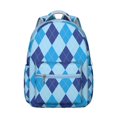 thumbnail image 1 of Geometric Plaid Backpack Striped and Checkered Fusion Design Stylish Students School Bag, 1 of 6