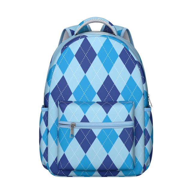 Geometric Plaid Backpack Striped and Checkered Fusion Design Stylish Students School Bag