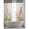 thumbnail image 5 of Easter Bunny Sheer Curtains 96 Inch Length 2 Panels for Living Room, Spring Flowers Leaves Cute Rabbits Pastoral Plants Voile Kitchen Curtain Set, Luxury Privacy Drapes Window Treatment for Bedroom, 5 of 7