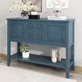 thumbnail image 3 of Cambridge Series Vintage Console Table with Ample Storage For Small Drawers and Bottom Shelf for Entryway Console Table for Living Rooms, Entrances, Kitchens-Light Navy, 3 of 9