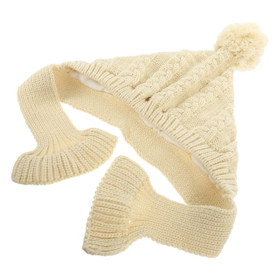LOLIPPYY Dog Hats For Winter Knit Scarf Beige Wool Lining 1 Set 23.6x11.8x2.8in