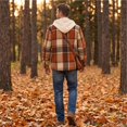 thumbnail image 6 of Fabrcox Men's Hooded Plaid Shacket Long Sleeve Button Down Checkered Shirt Jacket with Chest Pockets Lightweight Casual Fall Outerwear Beige XXL, 6 of 7
