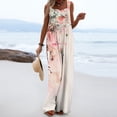 thumbnail image 6 of UPPADA Women's Summer Square Neck Jumpsuits Boho Wide Leg Overalls Casual Floral Print Rompers Beach Outfits with Pockets Vacation Outfit Pink,S, 6 of 7
