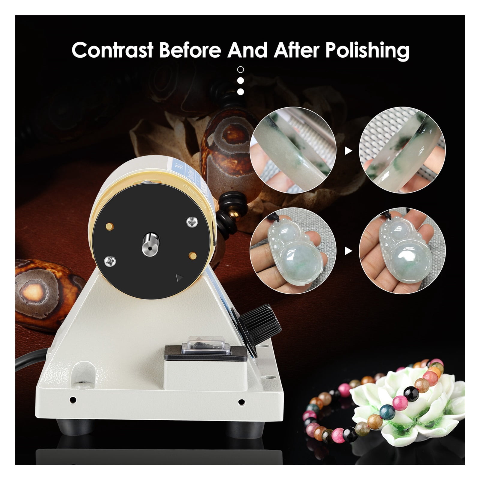 Jewelry Rock Gem Polishing Buffer Machine Bench Lathe Polisher 350W Electric Jewelry Rock Grinder Mill Grinding Machine