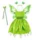 thumbnail image 1 of Disney-disfraz de princesa Tinker Bell para niñas, vestido de hada de las flores verdes, disfraz de elfo con purpurina, ala de mariposa, fiesta de Halloween Fivean unisex, 1 of 2