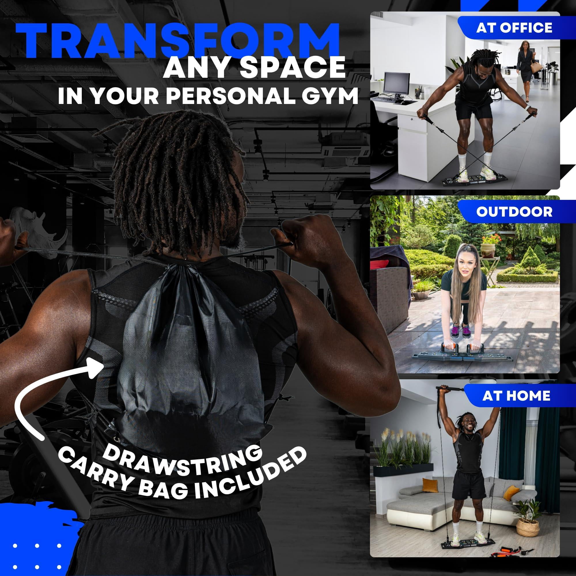 Push Up Board For Full Body Workout At Home - Portable  Joint Friendly Fun & Motivating Equipment With Qr Code Guided Workouts Ideal Men Women Teens