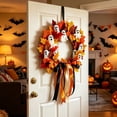 thumbnail image 2 of HWRETIE Halloween Ghost Maple Leaf Wreath,Party Scene Wreath,Maple Leaf Ribbon Door Hanging, 2 of 8