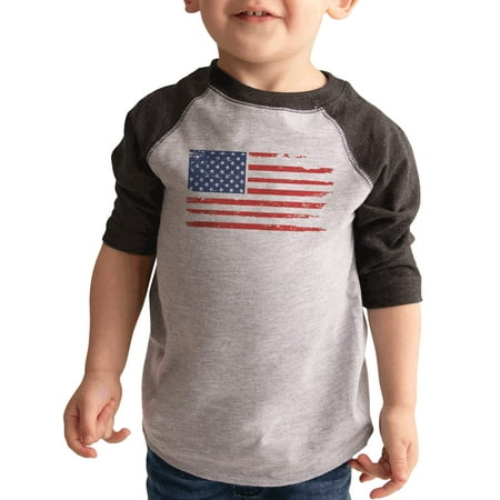 

7 ate 9 Apparel Kids Patriotic 4th of July Shirt - Distressed American Flag Grey Shirt 3T