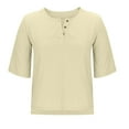 thumbnail image 5 of Women's 3/4 Sleeve Cotton Linen Jacquard Blouses Top T-Shirt, Limited Time Under 10 Dollars SA-461, 5 of 6