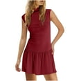 thumbnail image 2 of Women Summer Dresses Plus Size, Womens Sleeveless Summer Mini Dress Sexy Mock Neck Tank Dresses Bodycon Drop Waist Short Sundress(Wine,XL), 2 of 7