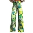 thumbnail image 2 of Green Women's Casual Pants, Wide Leg Pants Woman High Waist Floral Patterned Pants Lightweight Loose Fit Casual Colorful Trouser Imitation Jeans,Women's Casual Pants 3XL, 2 of 4