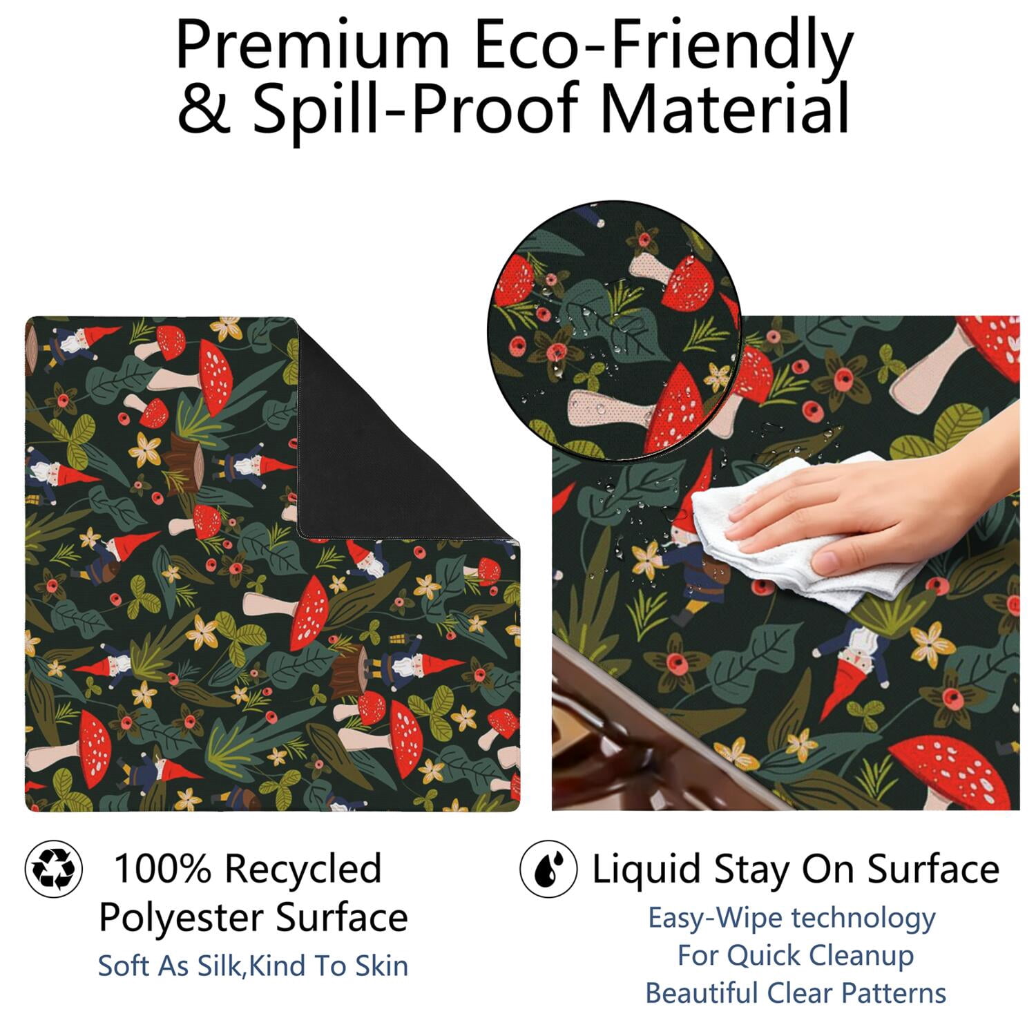 31.5 Inch Plants Inspired Game Surface Constructed from Durable Rubber Featuring Anti-Slip Grip Backing and Noise Dampening for Tiles Board Games