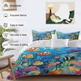 thumbnail image 5 of Ocean Underwater Queen Size Comforter Set, Marine Life Fish Octopus Coral Seagrass Bedding for All Seasons, 4 Pcs Bed Set, 1Quiltcover (90"x92") ,1Sheet(94"x116"), 2Pillowcases (30"x20"), 5 of 9