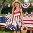 thumbnail image 6 of Amzcrzy Dresses for Girls 3-14 Years 4Th Of July Spaghetti Strap Dress Casual Sleeveless Swing Flowy Tiered Midi Sundress American Flag Cute Ruched Cami Dress @16 9 Years, 6 of 9