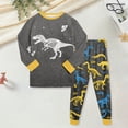 thumbnail image 2 of CAUYDY Child Boy Fall Winter Pajamas Clothes for Kids 5T 6T 7T 8T 9T 10T Long Sleeve T-Shirt Elastic Waist Pants 2PCS Soft Set Boys Sleepers Sizes 6-7 Years,Dark Gray, 2 of 5