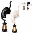 thumbnail image 2 of Whimsical Cat Shelf Sitter with LED Lantern, 3D-Printed Bookshelf Decor and Utility Hook, Cozy Reading Nook Night Light for Mantel, Bedroom, Office Desk, Entryway, Gift for Pet Lovers (ALL-2PC), 2 of 6