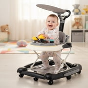 YYUAN 5-in-1 Baby Walker for Boys and Girls, Adjustable Infant Walkers with Wheels, Black