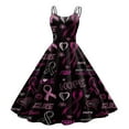 thumbnail image 2 of Summer Dresses for Women 2025 Cancer Pink Ribbon Awareness Print Sleeveless Sun Dress Black L, 2 of 3
